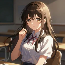 Anime school girl fanart. By Pixiv, deviantart, artstation trendig, highly detailded