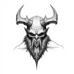 chaos dwarf daemon smith from warhammer fantasy : : head and torso portrait drawing
