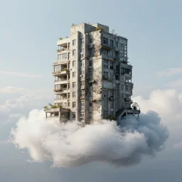 brutalist building resting on clouds, highly detailed, trending on artstation, symbolism, surrealism, art
