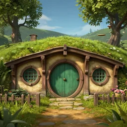 hobbit house as a scene from quake 3, digital art