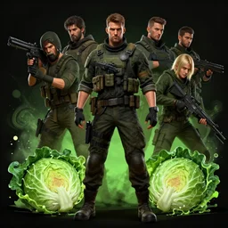character concept art for [ commando cabbage ] by rossdraws, wlop, stephen bliss, unreal engine, loish, rhads trending on pixiv fanbox, 4 k splash art inspired by tarkov