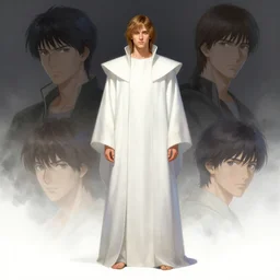 distant full body view, aaron taylor johnson as a titan in white robes, digital painting, concept art, smooth, sharp focus, illustration by artgerm, yoshitaka amano, krenz cushart, shinji aramaki