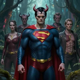 5 5 mm portrait photo of a demonic undead superman in a magical forest. magical atmosphere. art by greg rutkowski and luis royo. highly detailed 8 k. intricate. lifelike. soft light. nikon d 8 5 0.