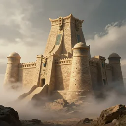 a mixture of aztec and egyptian architecture castle, in the style of paul chadeisson, from 8 k matte, cinematic lighting, trending on artstation, unreal engine, highly detailed, 8 k wallpaper, cinematic lighting, octane, matte painting, volumetric lighting, atmosphere, mist, fog, clouds, matte painting, v - ray, flickr