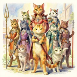 A beautiful civilization of anthropomorphic Feline warriors by Igor Morski | Graphic Novel, Visual Novel, Colored Pencil, Comic Book:.3 | unreal engine:.5 | establishing shot