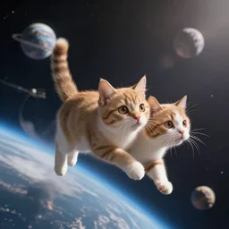 cats flying in space 4 k wallpaper