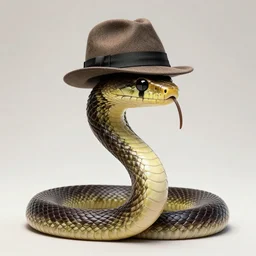 a snake with a beard wearing a fedora