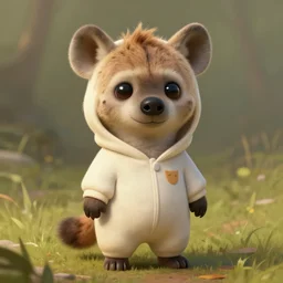cute anthropomorphic hyena wearing a onesie, fantasy painting, artstation, deviantart, detailed