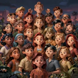 thousand faces packed together by disney concept artists, blunt borders, rule of thirds