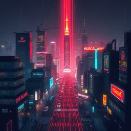 music visualization, a city, neon