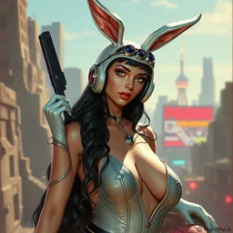 atompunk jessica rabbit by gil elvgren and olivia de berardinis and fritz willis, cyberpunk, solarpunk, hyperrealism, highly detailed
