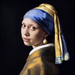 girl with the pearl earing , earing is a fruit pear instead by johaness vermeer