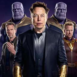 elon musk as thanos in a Marvel movie by nuri iyem, james gurney, james jean, greg rutkowski, anato finnstark. hyper detailed, 50mm, award winning photography.