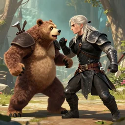 Freddy fazbear fighting Geralt of Rivia
