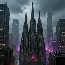 brutalist mega city by arnold bocklin, dystopic, cathedrals, skyscrapers, megalopolis, gothic architecture, oppressively, megalophobia, neon lights, depressing, rain, raytracing