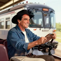 johnny cash driving a train