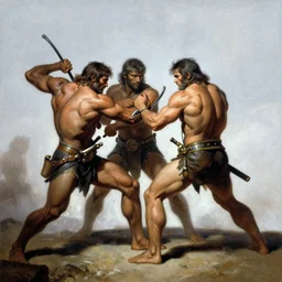 savages fighting by frank frazetta and simon bisley