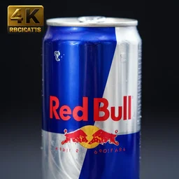 a hyper realistic macro photograph of a can of Red Bull energy drink, 8k, 4K, product photography