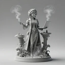 A telemarketer created from misty steam, intricate, elegant, highly detailed