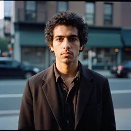medium format film portrait of a serial killer in new york by a 1 9 6 0 s street photographer, hasselblad film male portrait shown on unsplash, dawn light, color film