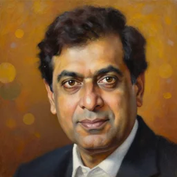 a portrait of Ratan Tata by Mark Arian, oil on canvas, masterpiece, realism, piercing gaze, autumn bokeh