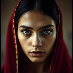 photograph of a young woman from cairo, 9 0 s goth, dof, sharp focus, highly detailed face, symmetric face, realistic iris, cinestill 8 0 0 t, photography by paolo roversi