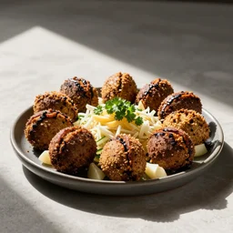 high resolution photo of falafel, michelin star, very tasty, food photography, instagram, trending