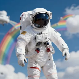by philip caza. astronaut at the rainbow bridge.