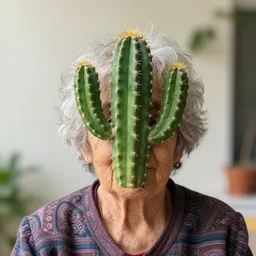 a grandma with a haircut that looks like a cactus