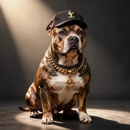 a pitbull as a rapper, a pitbull dog dressed as the rapper pitbull