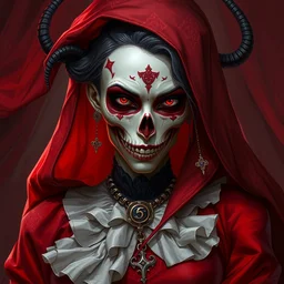 digital portrait of a beautiful necromancer, red gucci fabric, expensive clothing, transparent color, artstation, by bruce brenneise