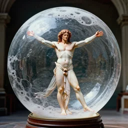 ( ( ( a realistic vitruvian man inside a giant bubble of soap ) ) ), ( analog photography, developed photography, highly detailed, provided by unreal engine, beautiful details, maximum pixels )