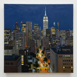 painting of the cityscape at night
