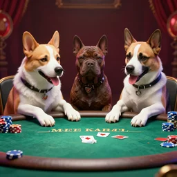 Dogs playing poker, octane render, 4K