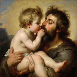 huge son devouring his little bearded father saturn, details, artistic composition, golden ratio, soft light, warm colors, painting, artist's painting, beautifully drawn, depth of field, painting by francisco goya