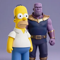 CG 3D Homer Simpson as Thanos, cinematic, 4K