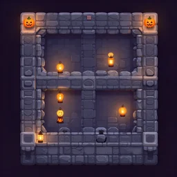 evil dungeon halloween isometric 2. 5 d game level, myvmk, with detailed stone, clean, cartoon, lanterns, pixar, disney, toon shader, arnold maya render, unreal engine, artgerm, artstation by miha rinne