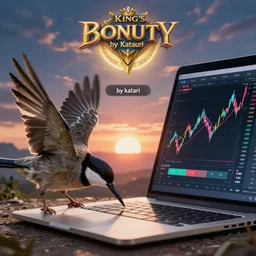a very close - up birds pecking at a laptop, laptop shows stock market chart on screen, stock candles flowing from laptop screen, sunrise in the horizon, in concept art of main menu loading screen background. for mmorpg, king's bounty by katauri, high fedlity, by a chinese freelance artist, artstation, balance, style of hearthstone
