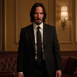 film still of Kate Beckinsale as John Wick at the Continental Hotel in John Wick 2014, 4k