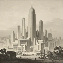 1888 aquatint of futuristic city,