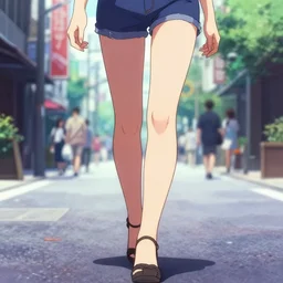 Stunning portrait of Anime pants Legs with no torso walking down the street of anime Tokyo Japan, Pixiv, Thomas Kinkade, Greg Rutkowski