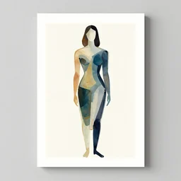 abstract illustration art print, full body figure of woman, by gary hume, etel adnan, blank canvas background, trending on society 6