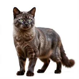 grizzled bastet cat goddess, high detail digital art, full body, standing, isolated on a pure white background, centered, whole figure in frame, sharp focus, studio lighting