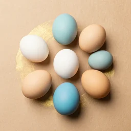 egg colors and gold foil on kraft paper