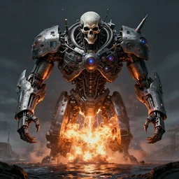 atomic bomb expoding over a body of water, cyberpunk doomsday machine, anthropomorphic death machine, fantasy concept art, hyper realistic illustration, symetrical complex fine detail, 8 k, sinister, artstation, unreal engine,