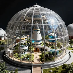 arcology paradise city inside a giant domed space station.
