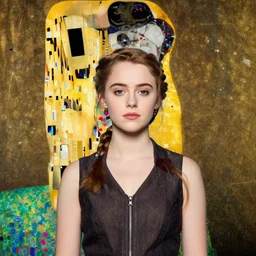 a portrait of female asa Butterfield mixed with pam beesly by gustav klimt