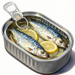 sardine in a can, extremely detailed masterpiece, illustration, colorful, by michael sowa,