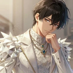prince with a polygonal dress, light dust, magnificent, close up, details, sharp focus, elegant, highly detailed, illustration, by Jordan Grimmer and greg rutkowski and PiNe(パイネ) and 薯子Imoko and 香川悠作 and wlop and maya takamura, intricate, beautiful, Trending artstation, pixiv, digital Art