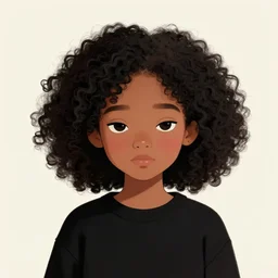 a shy dark skinned brazilian girl blushing, droopy eyes, very cute, black curly hair, wearing a black sweater, digital art, artstation, smooth, high quality